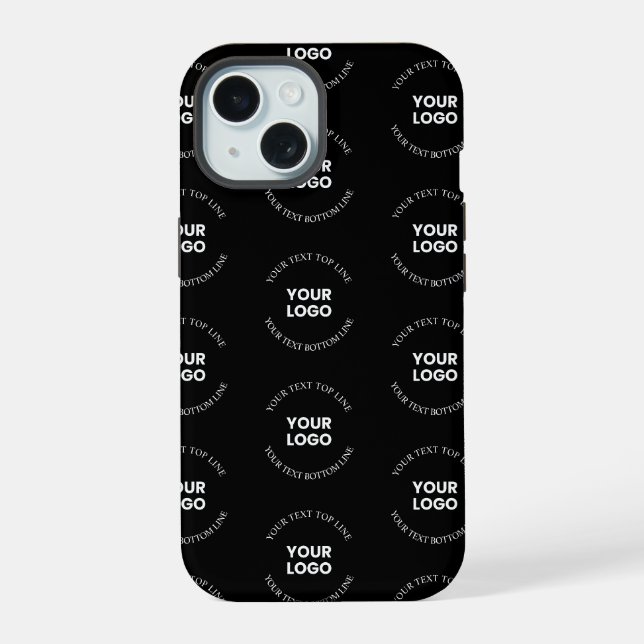 Easy to Replace Logo & Editable Text Pattern iPhone 15 Case (Back)