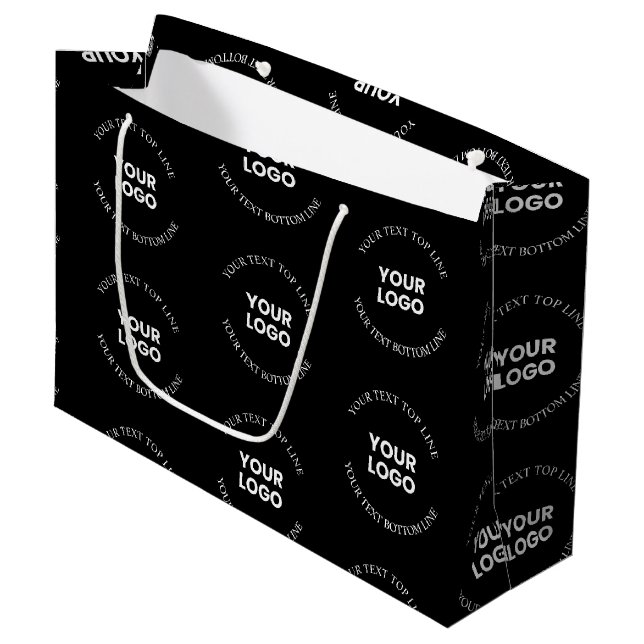 Easy to Replace Logo & Editable Text Pattern Large Gift Bag (Front Angled)