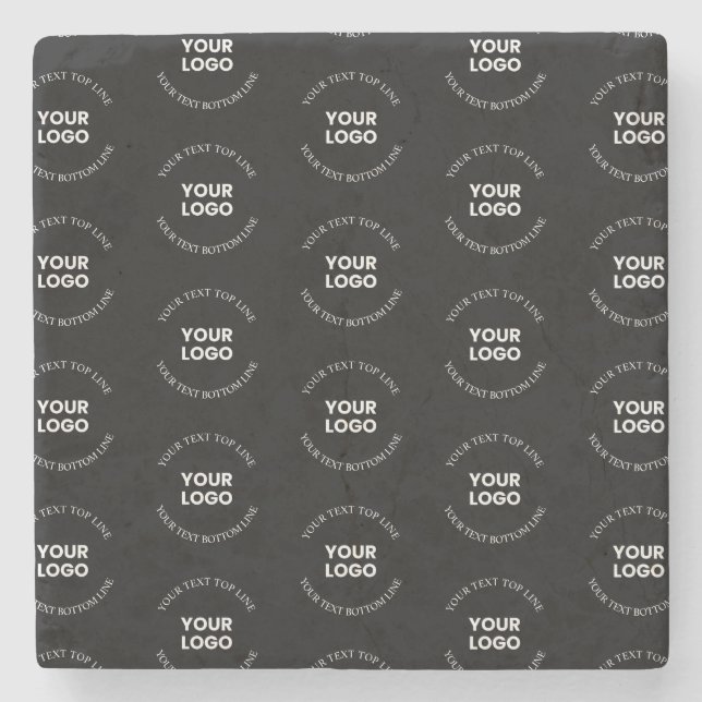 Easy to Replace Logo & Editable Text Pattern Stone Coaster (Front)