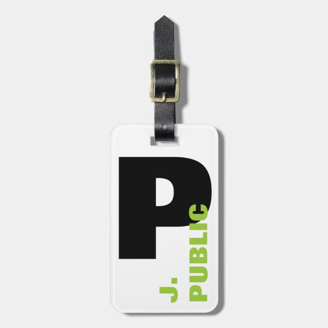 Easy to Spot Large Initial Monogram Luggage Tag (Front Vertical)
