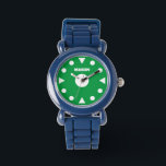 Easy to tell time kid's watch with custom name<br><div class="desc">Easy to tell time kid's watch with custom name. Personalised wrist watches printed with name or monogram letters. Cute Birthday gift idea for boys and girls. Sporty design with numbered bezel. Chirldren's presents with simple dial design for easy learning. Perfect for son, grandson, nephew, grandchild, friend etc. Green or custom...</div>