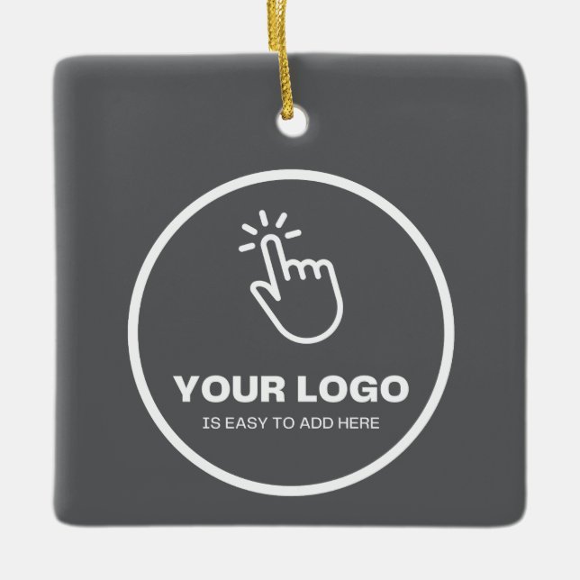 Easy Upload Your Logo Custom Low Minimums Grey Ceramic Ornament (Front)