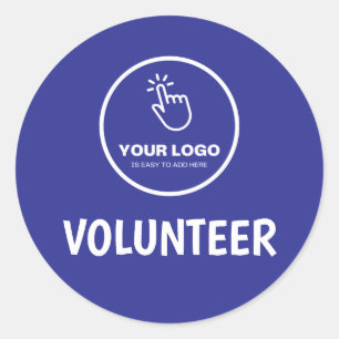 Easy Upload Your Logo Custom Volunteer Blue Classic Round Sticker
