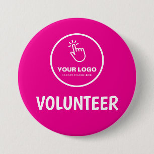 Easy Upload Your Logo Custom Volunteer Pink 7.5 Cm Round Badge