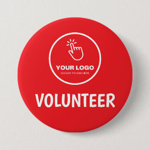Easy Upload Your Logo Custom Volunteer Red 7.5 Cm Round Badge