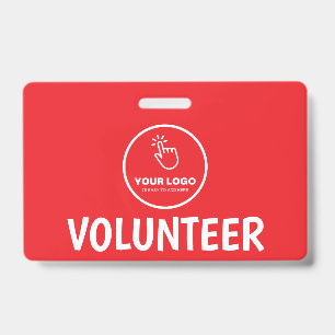 Easy Upload Your Logo Custom Volunteer Red ID Badge