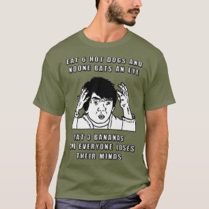 Eat 6 Hot Dogs 3 Bananas Meme Vegan Vegetarian T-Shirt