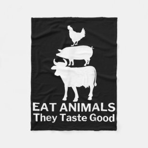 Eat Animals Funny Bbq Grilling Fleece Blanket