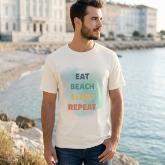 Eat Beach Sleep Repeat Summer T-Shirt  Funny  Tri-Blend Shirt