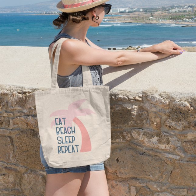 Eat Beach Sleep Repeat Watercolor Palm Tree Tote Bag (Creator Uploaded)