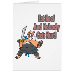 eat beef funny karate ninja pig cartoon