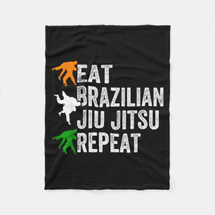 Eat Brazilian Jiu Jitsu Repeat - Jiu Jitsu Fighter Fleece Blanket