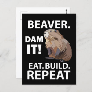Eat Build Repeat Funny Beaver Animal Postcard