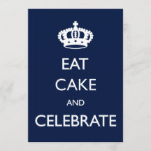 Eat Cake and Celebrate Birthday Invite- Navy