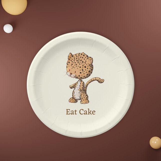 Eat Cake Baby Leopard Safari Party  Paper Plates (Creator Uploaded)