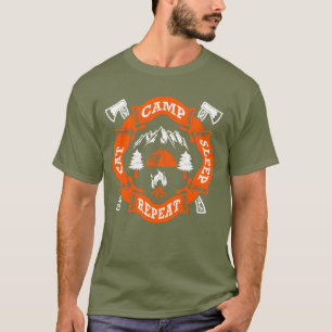 Eat Camp Sleep Repeat Fire Crossed Axes Nature T-Shirt