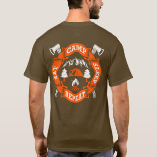 Eat Camp Sleep Repeat Fire Crossed Axes Nature T-Shirt