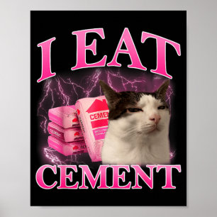 Eat Cement Funny Cat Meme Internet Memes Graphic Poster