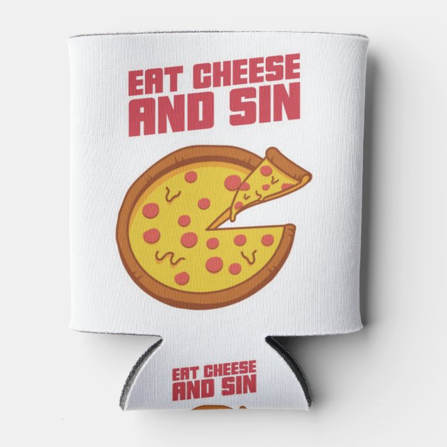 Eat Cheese And Sin Can Cooler (Front)