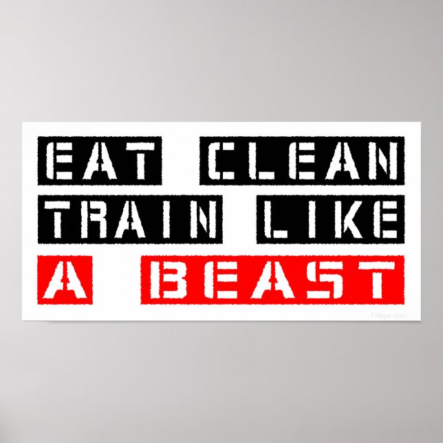 Eat Clean Train Like A Beast in Red Poster (Front)
