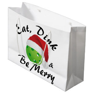 Eat, Dink and Be Merry Christmas Pickleball Large  Gift Bag