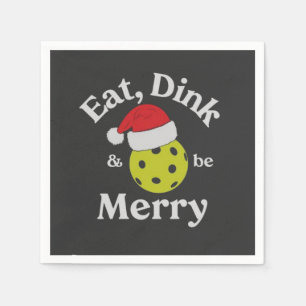 Eat Dink and Be Merry Pickleball Christmas  Napkin