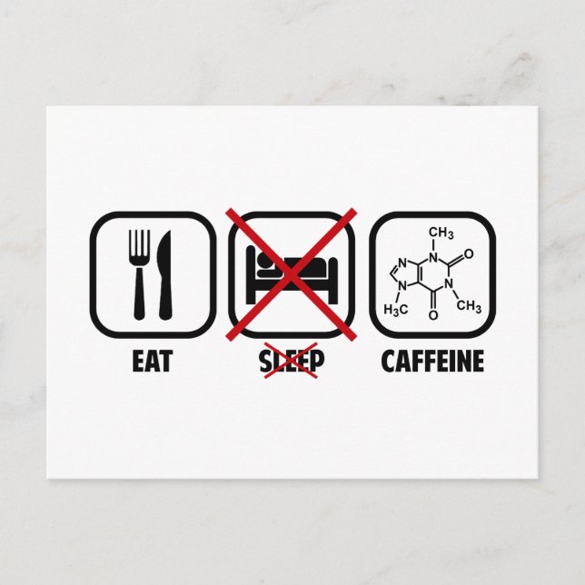 EAT, DON'T SLEEP, CAFFEINE POSTCARD (Front)