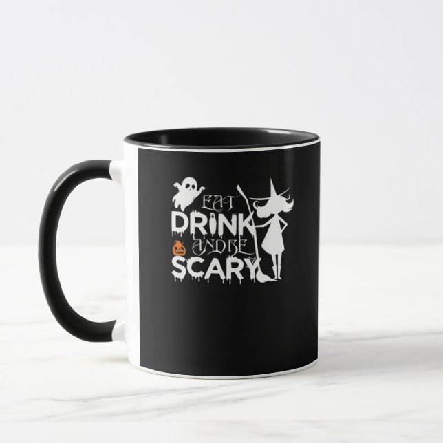 Eat Drink And Be Funny Scary Mug (Left)