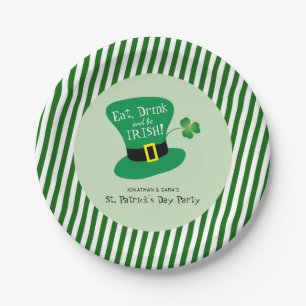 Eat, Drink and Be Irish St. Patrick's Day Party Paper Plate