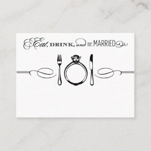 Eat Drink and Be Married Black Elegant Wedding Place Card