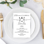 Eat Drink and Be Married Black Wedding Dinner Menu<br><div class="desc">Eat,  Drink and Be Married theme wedding dinner menu card in a black and white colour scheme.  Personalise with your wedding date and menu wording details.</div>