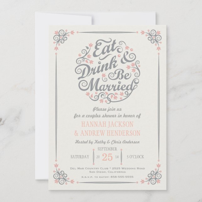 Eat Drink and Be Married Couples Shower Invitation (Front)