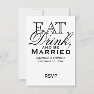 Eat, Drink, and Be Married Custom Wedding RSVP Card