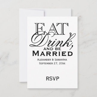 Eat, Drink, and Be Married Custom Wedding RSVP Card