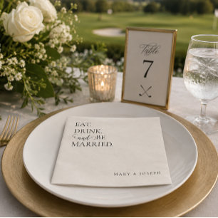 'Eat Drink And Be Married' Customisable Names Napkin