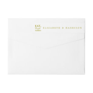 Eat, Drink and be Married Gold Wrap Around Label