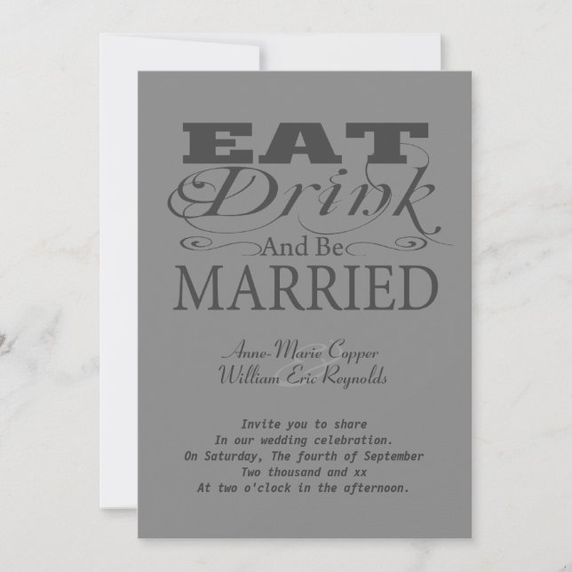 Eat Drink And Be Married Invitation (Front)