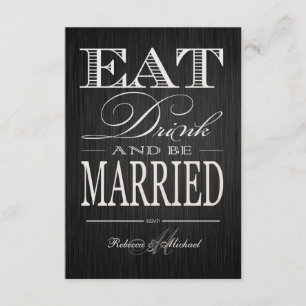 Eat Drink and be Married - Metallic Champagne RSVP Card