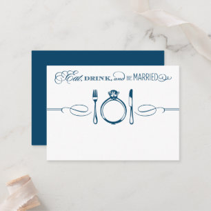 Eat Drink and Be Married Navy Elegant Wedding Place Card