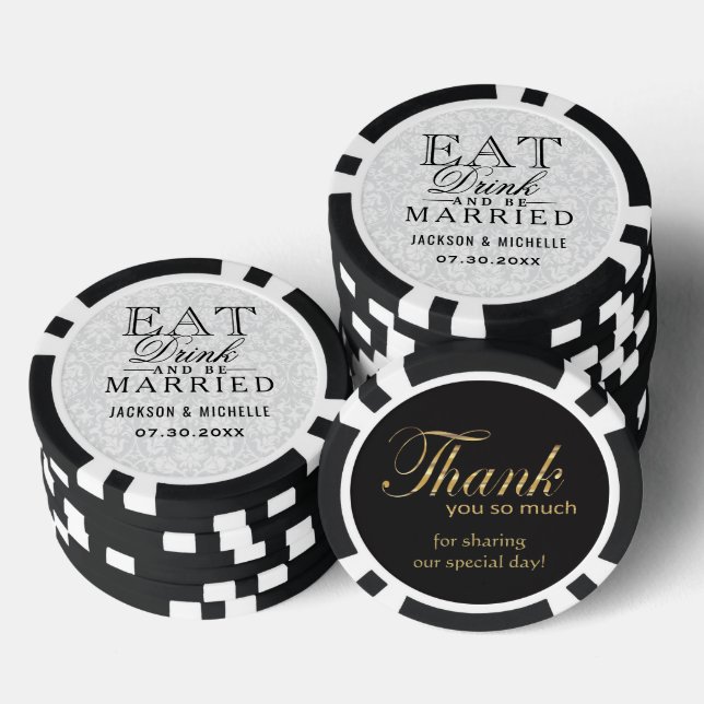Eat, Drink and Be Married Orange Flowers Poker Chips (Stack)