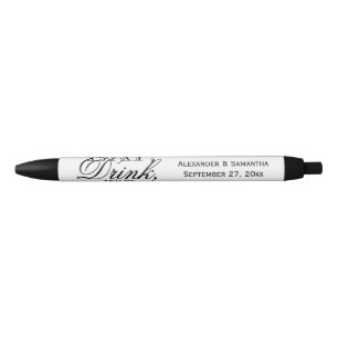 Eat, Drink, and Be Married Personalised Wedding Black Ink Pen