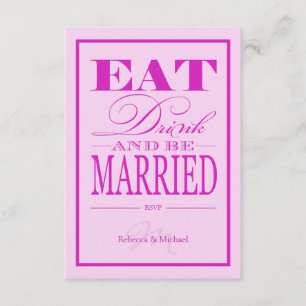 Eat Drink and be Married - Pink & Purple RSVP Card