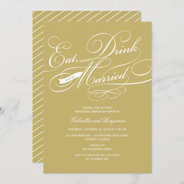 Eat Drink And Be Married Rehearsal Dinner Invite (Front/Back)
