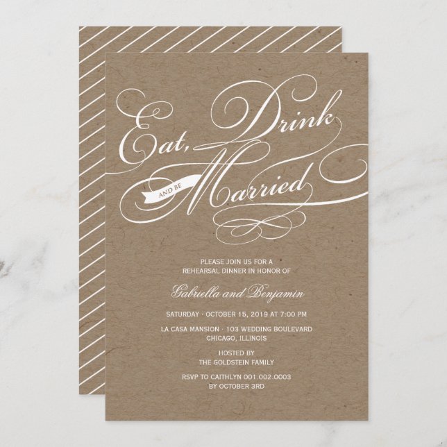 Eat Drink And Be Married Rehearsal Dinner Invite (Front/Back)