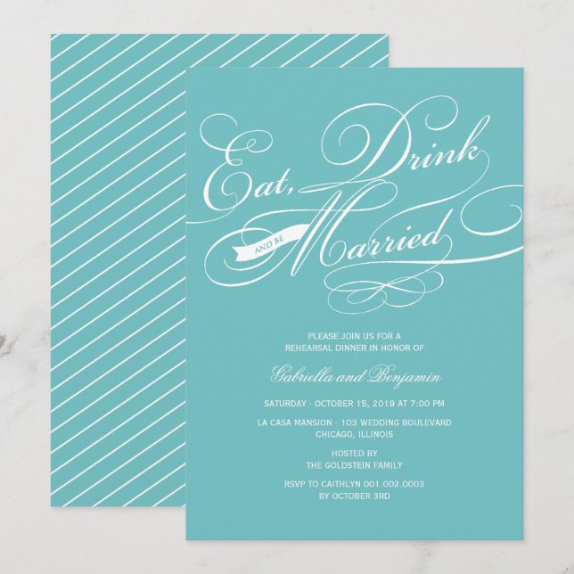Eat Drink And Be Married Rehearsal Dinner Invite (Front/Back)