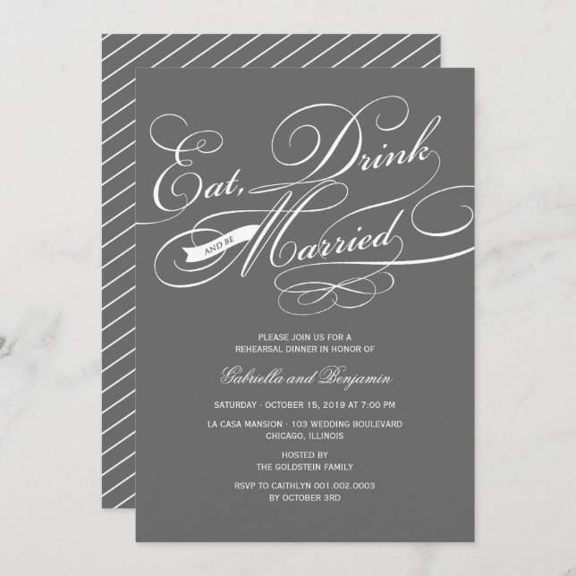 Eat Drink And Be Married Rehearsal Dinner Invite (Front/Back)