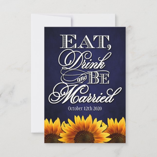 Eat Drink and Be Married Rustic Wedding RSVP Cards (Front)