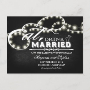 Eat, drink and be married save the date postcards