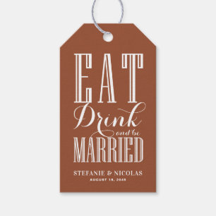 Eat, Drink and Be Married Terracotta Wedding Gift Tags