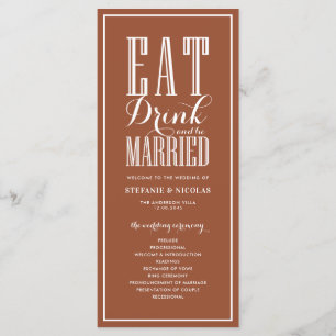 Eat Drink and be Married Terracotta Wedding Program